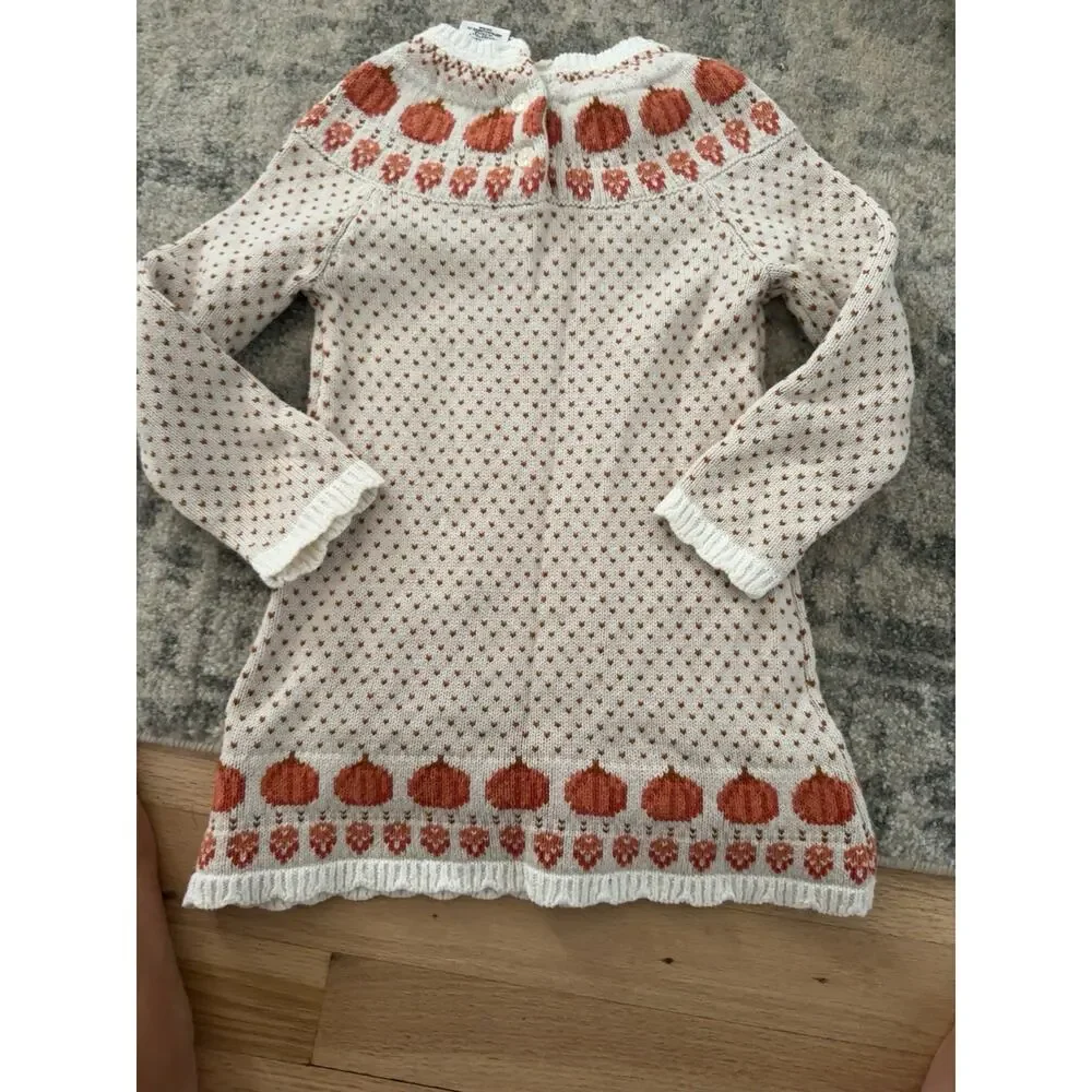 Max Studio Baby Cozy Knit Kids Pumpkin Long Sleeve Sweater Fall Dress Size 2T